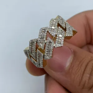10K Razer Sharp Cuban Link Diamond Baguette Ring