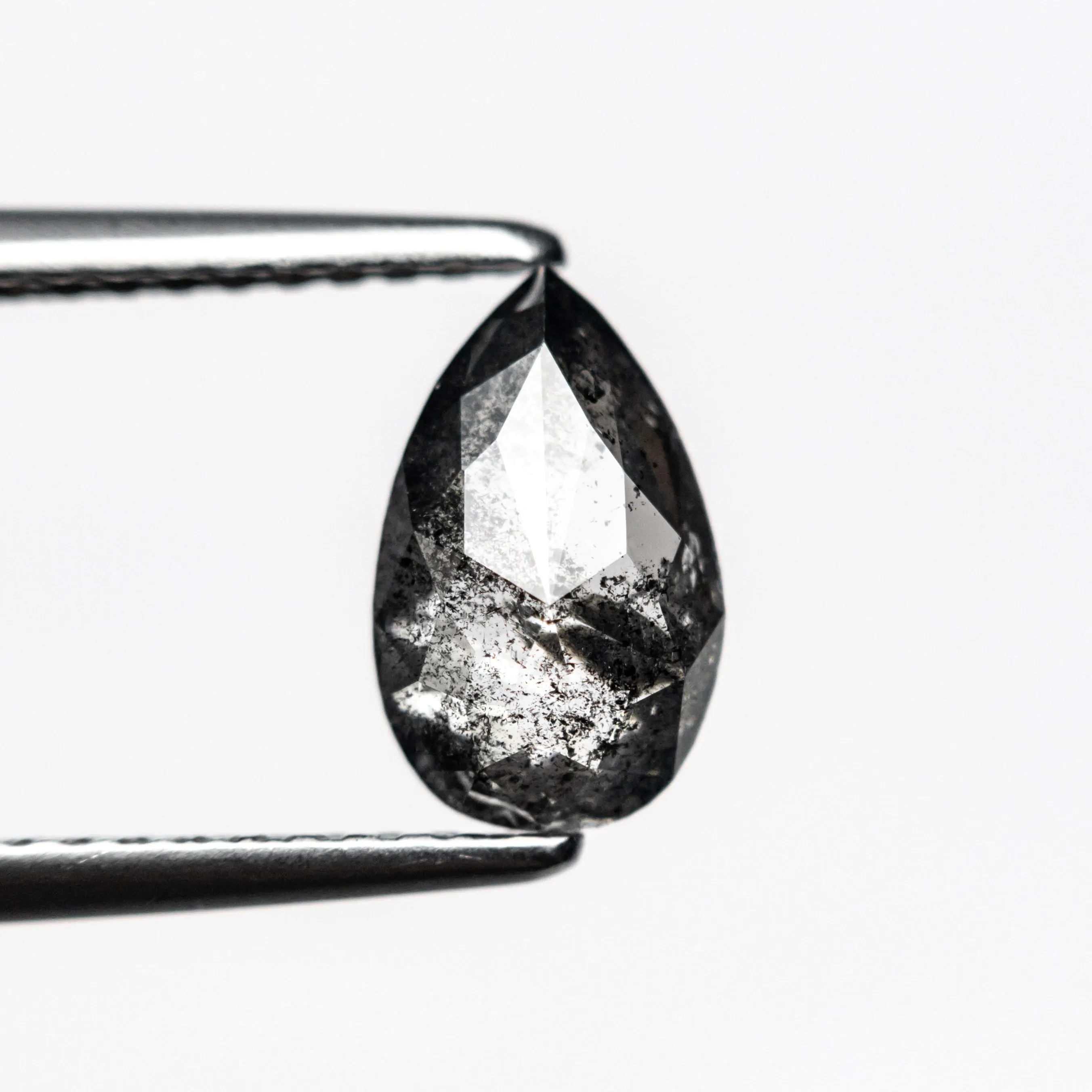 1.17 CARAT BLACK SPECKLED ROSE CUT PEAR DIAMOND