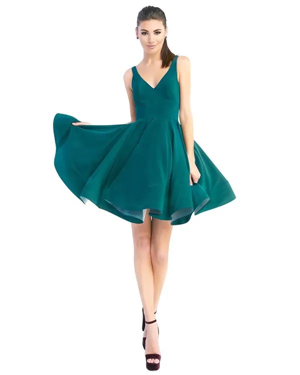 2019 Yellow Satin Homecoming Dresses V-Neck Sexy Short Cocktail Dress