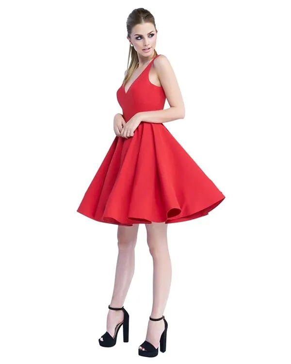 2019 Yellow Satin Homecoming Dresses V-Neck Sexy Short Cocktail Dress