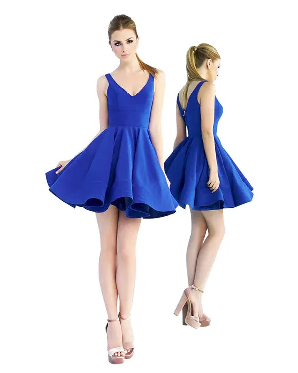2019 Yellow Satin Homecoming Dresses V-Neck Sexy Short Cocktail Dress