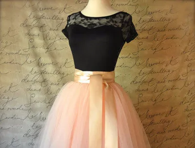 7 Layers 25.6" Two Tone Color Tea Length Midi Women Skirts Princess Tutu Tulle Gown Saias Femininas vestidos Plus Size