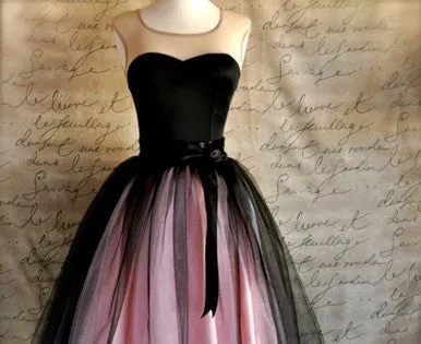 7 Layers 25.6" Two Tone Color Tea Length Midi Women Skirts Princess Tutu Tulle Gown Saias Femininas vestidos Plus Size