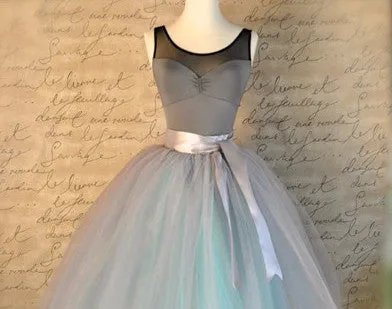 7 Layers 25.6" Two Tone Color Tea Length Midi Women Skirts Princess Tutu Tulle Gown Saias Femininas vestidos Plus Size