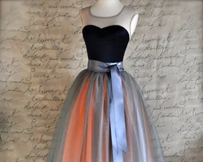7 Layers 25.6" Two Tone Color Tea Length Midi Women Skirts Princess Tutu Tulle Gown Saias Femininas vestidos Plus Size