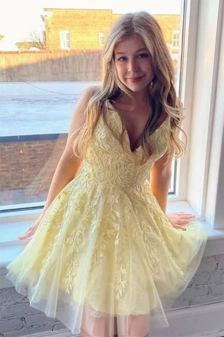 A Line V Neck Purple 2024 Homecoming Dress Cheap Lace Short Graduation Dress