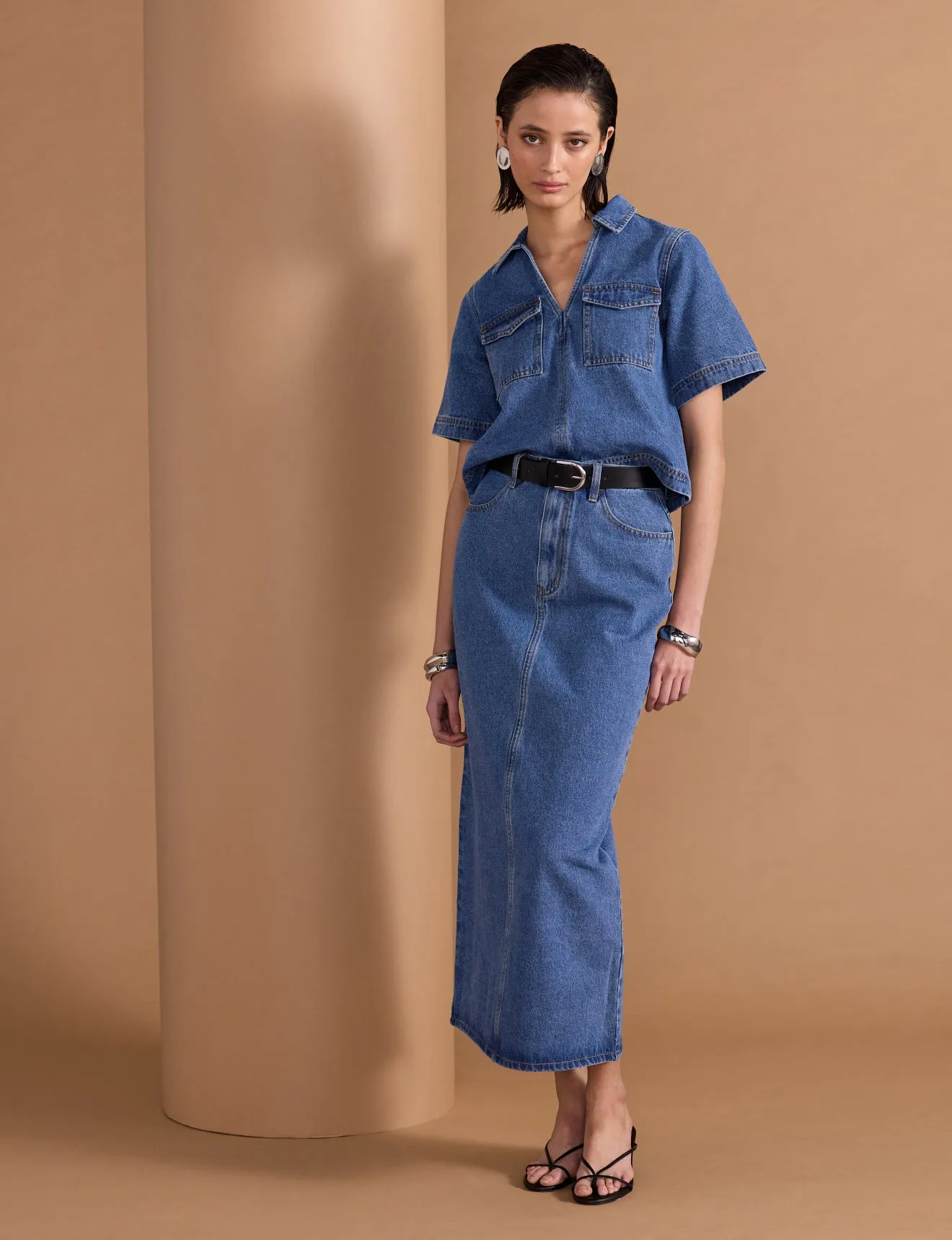 Alden Denim Maxi Skirt