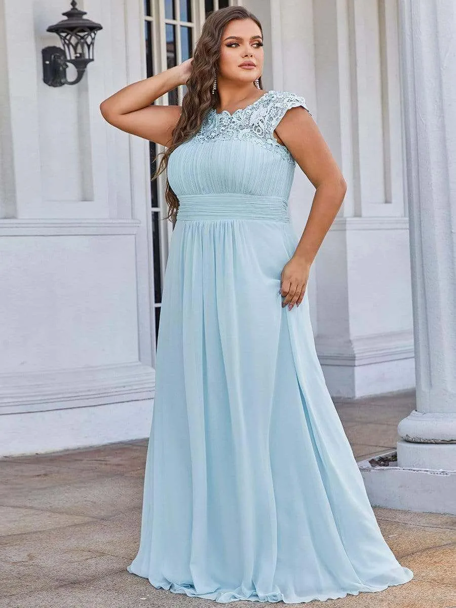 Allanah cap sleeve lace and chiffon bridesmaid dress lighter colors