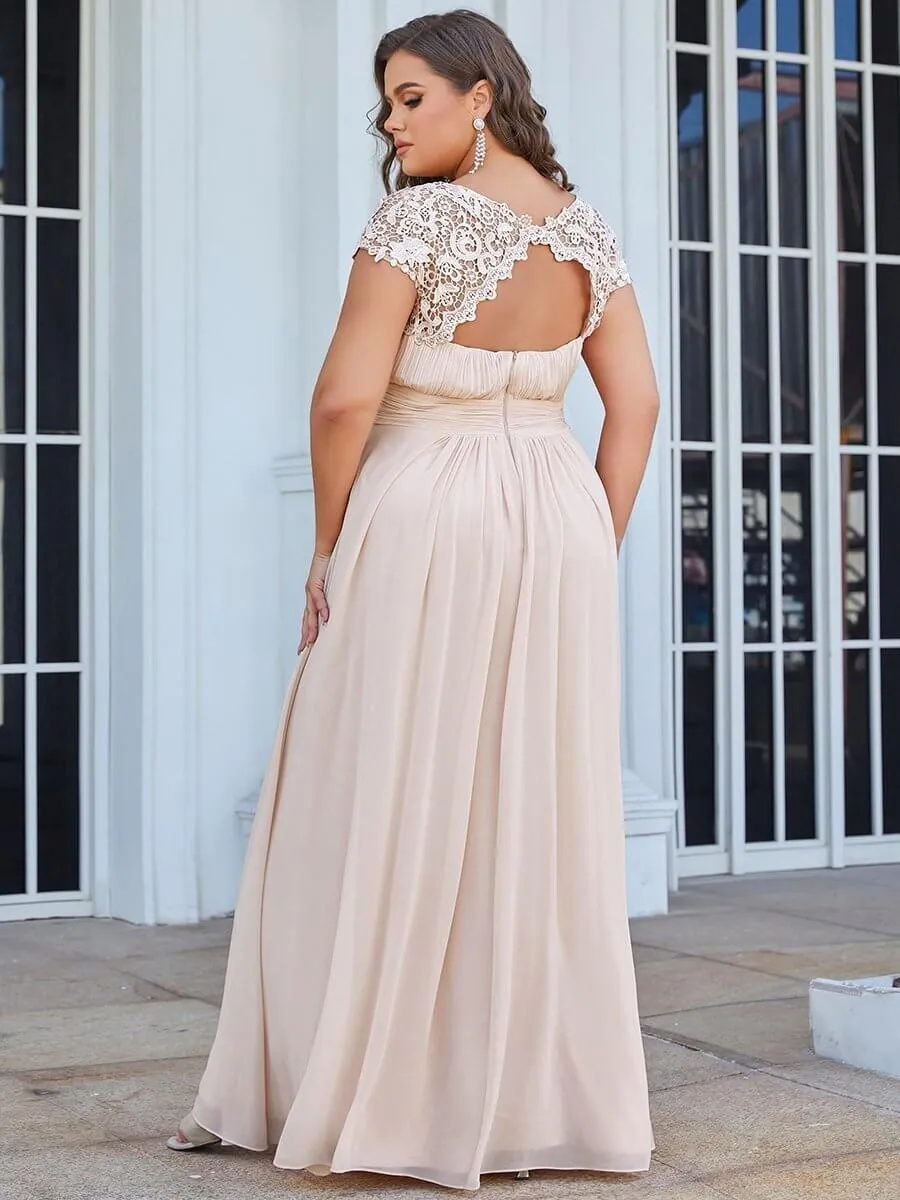 Allanah cap sleeve lace and chiffon bridesmaid dress lighter colors