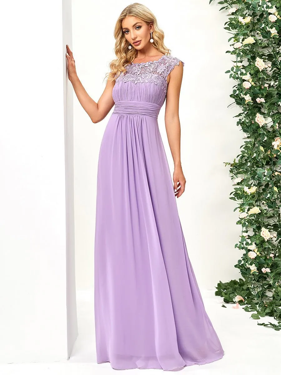 Allanah cap sleeve lace and chiffon bridesmaid dress lighter colors