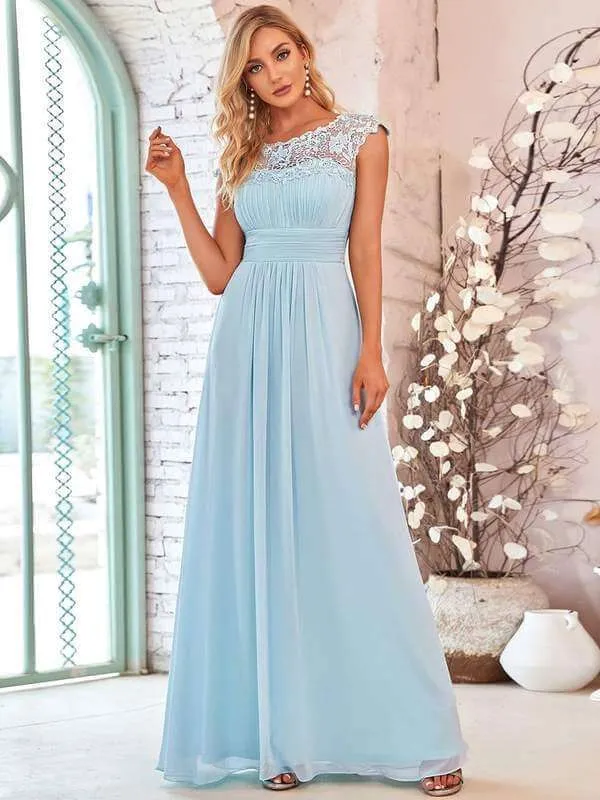 Allanah cap sleeve lace and chiffon bridesmaid dress lighter colors
