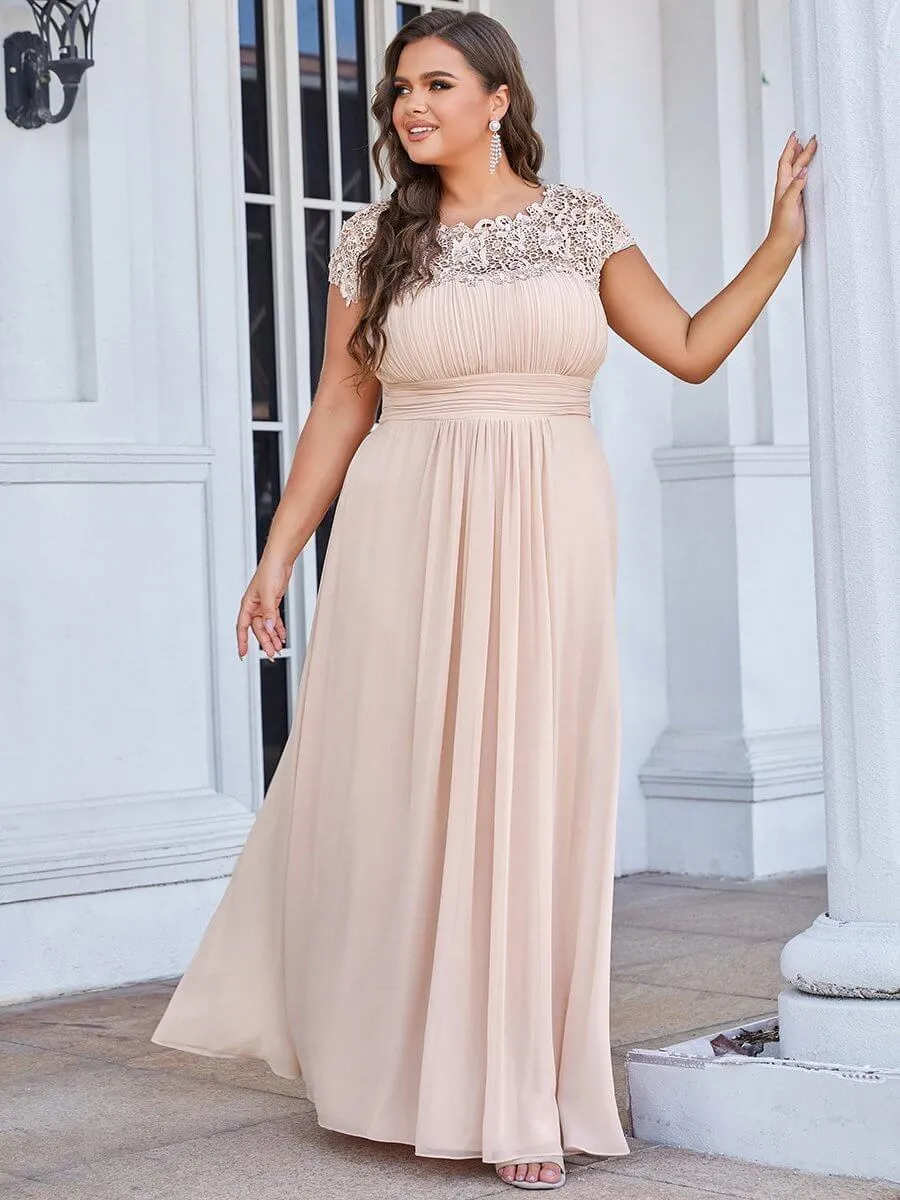 Allanah cap sleeve lace and chiffon bridesmaid dress lighter colors