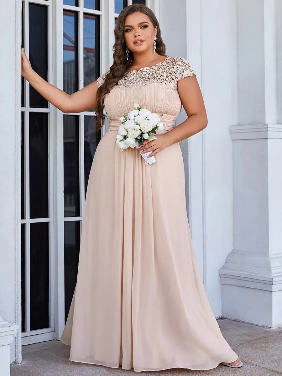Allanah cap sleeve lace and chiffon bridesmaid dress lighter colors