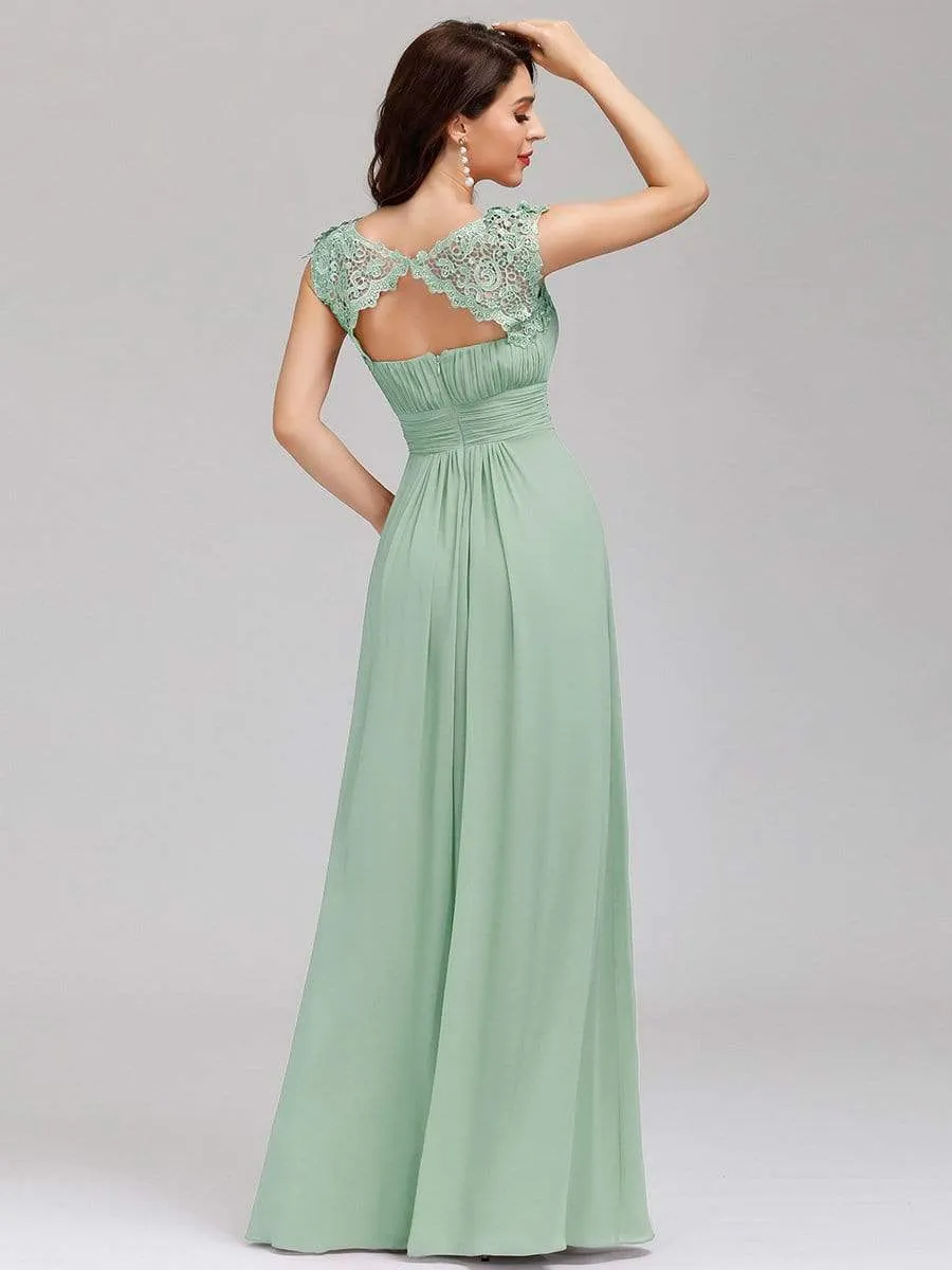 Allanah cap sleeve lace and chiffon bridesmaid dress lighter colors