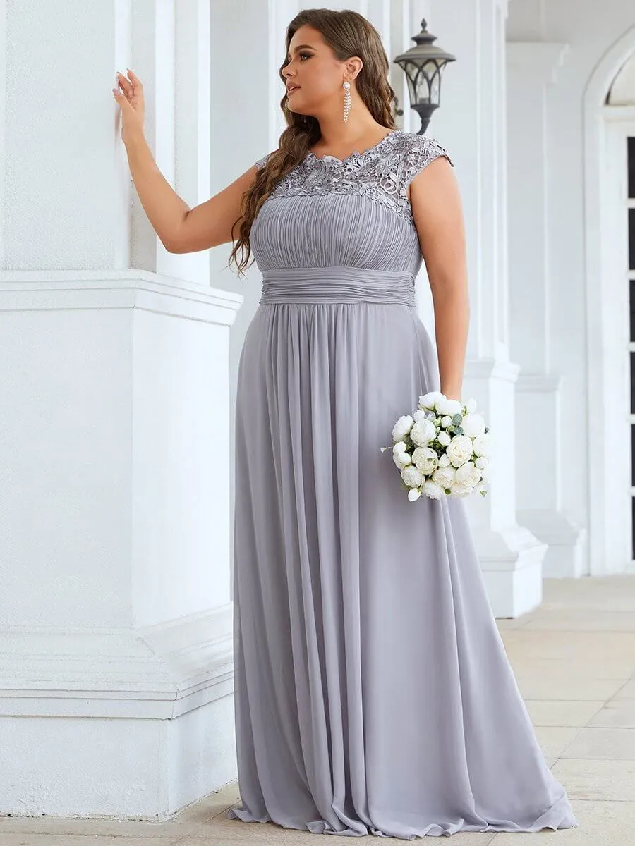 Allanah cap sleeve lace and chiffon bridesmaid dress lighter colors