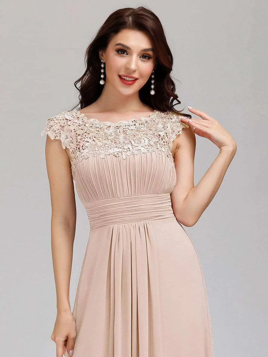 Allanah cap sleeve lace and chiffon bridesmaid dress lighter colors