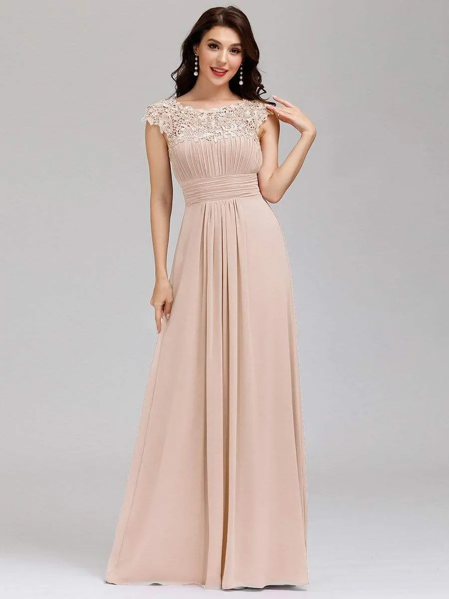 Allanah cap sleeve lace and chiffon bridesmaid dress lighter colors