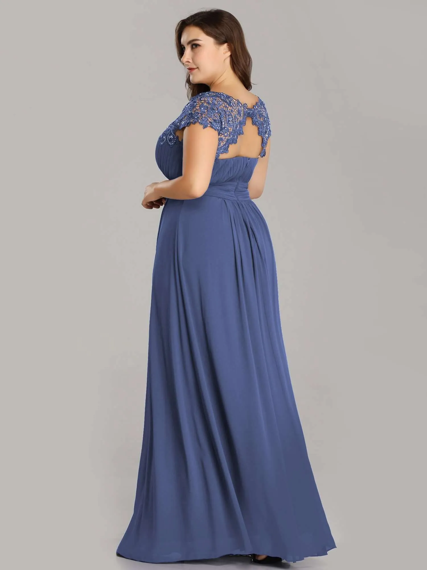 Allanah cap sleeve lace and chiffon bridesmaid dress lighter colors