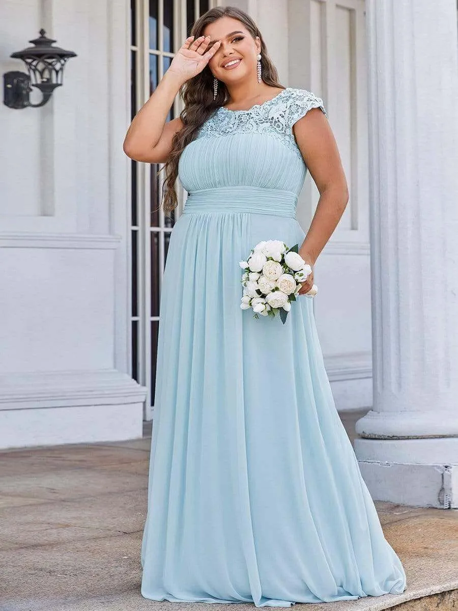 Allanah cap sleeve lace and chiffon bridesmaid dress lighter colors