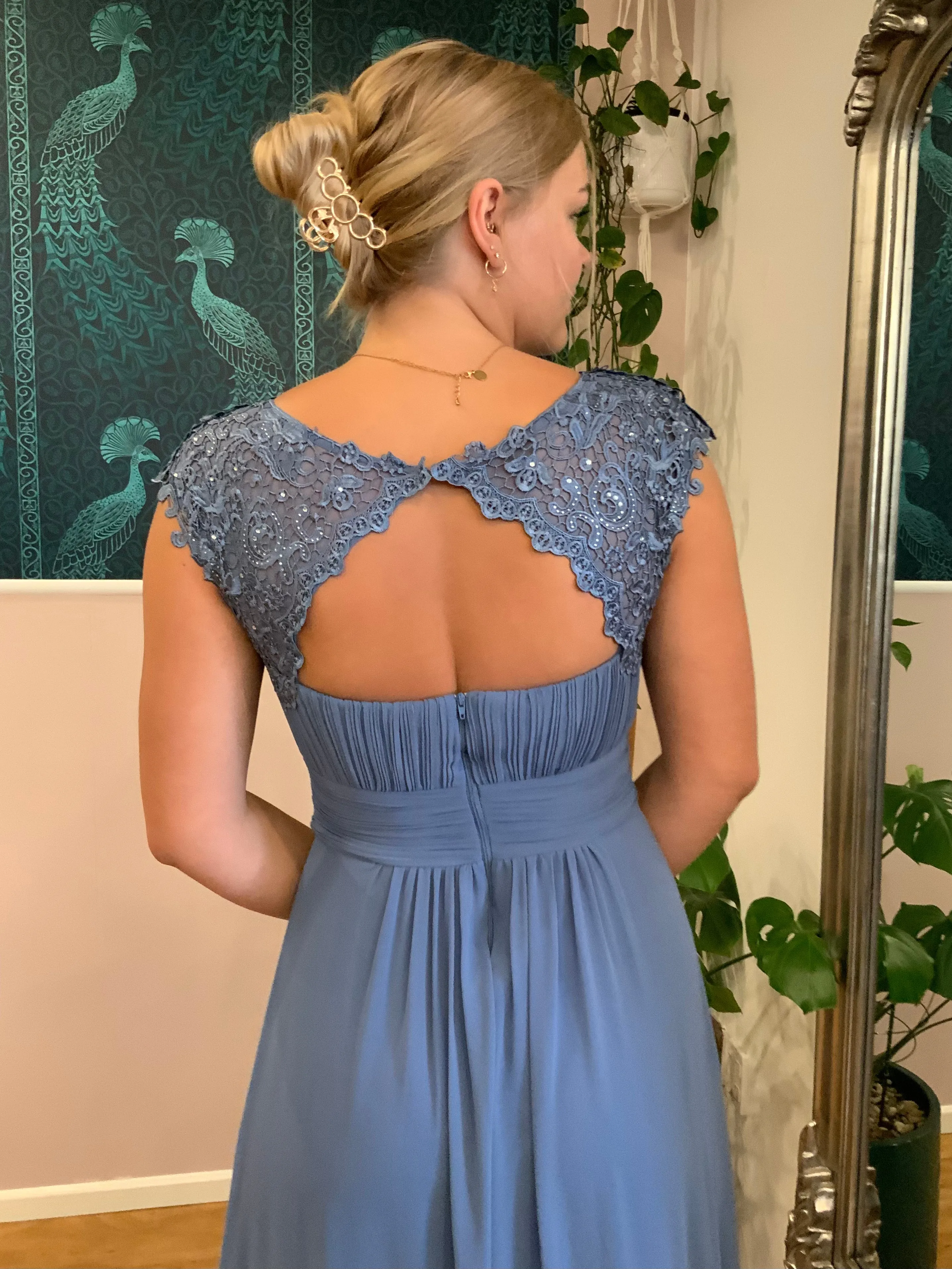 Allanah cap sleeve lace and chiffon bridesmaid dress lighter colors