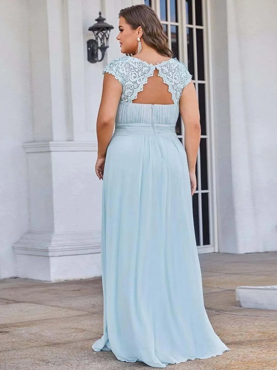 Allanah cap sleeve lace and chiffon bridesmaid dress lighter colors