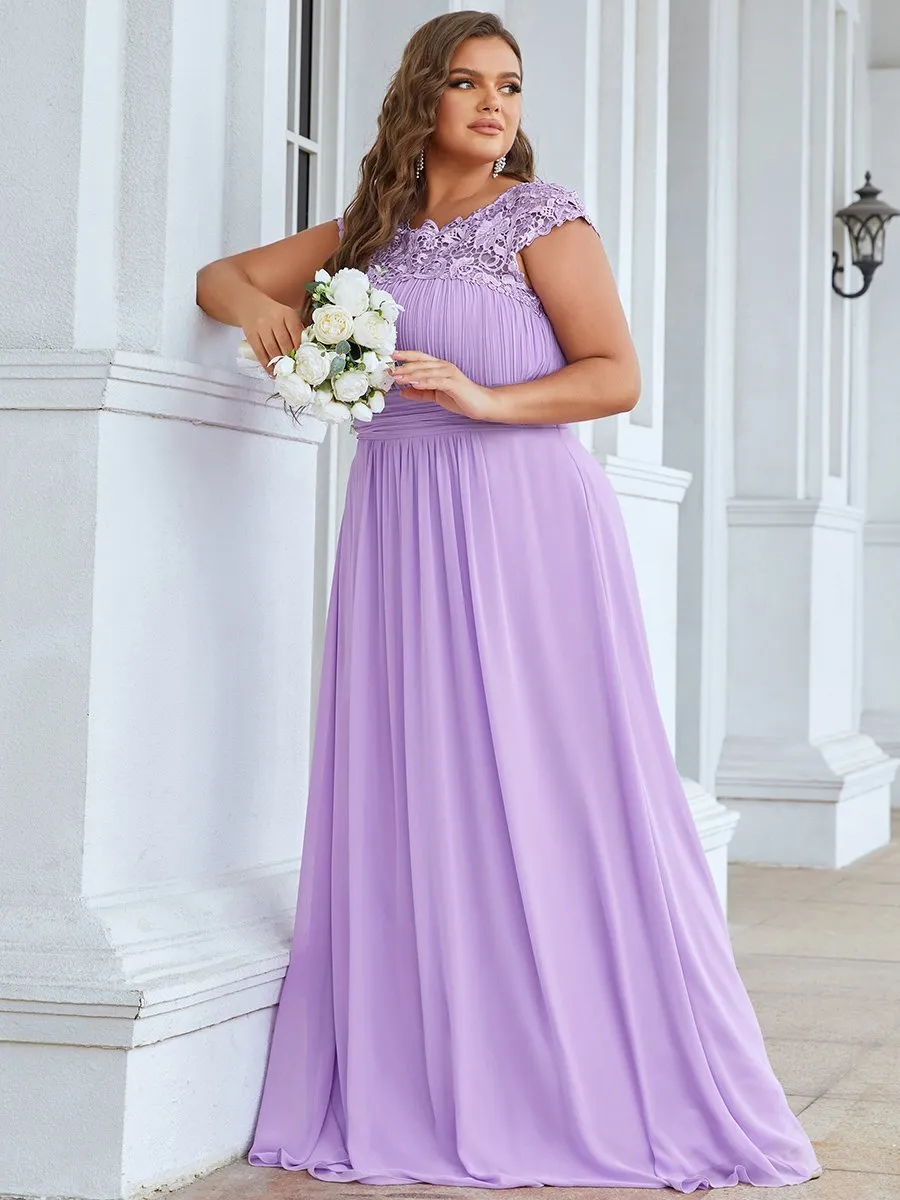 Allanah cap sleeve lace and chiffon bridesmaid dress lighter colors