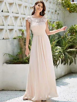 Allanah cap sleeve lace and chiffon bridesmaid dress lighter colors