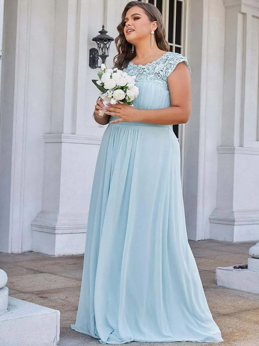 Allanah cap sleeve lace and chiffon bridesmaid dress lighter colors