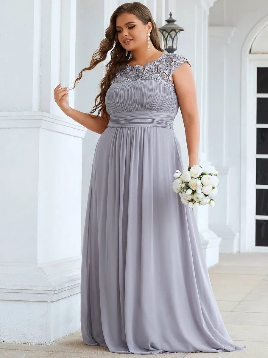 Allanah cap sleeve lace and chiffon bridesmaid dress lighter colors