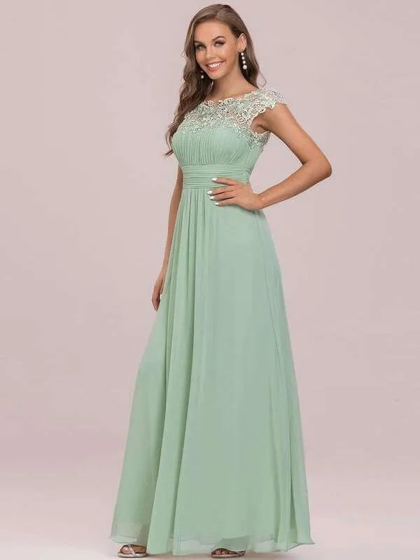 Allanah cap sleeve lace and chiffon bridesmaid dress lighter colors