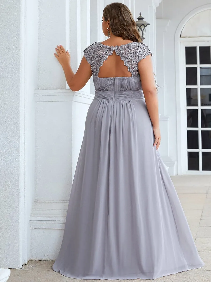 Allanah cap sleeve lace and chiffon bridesmaid dress lighter colors