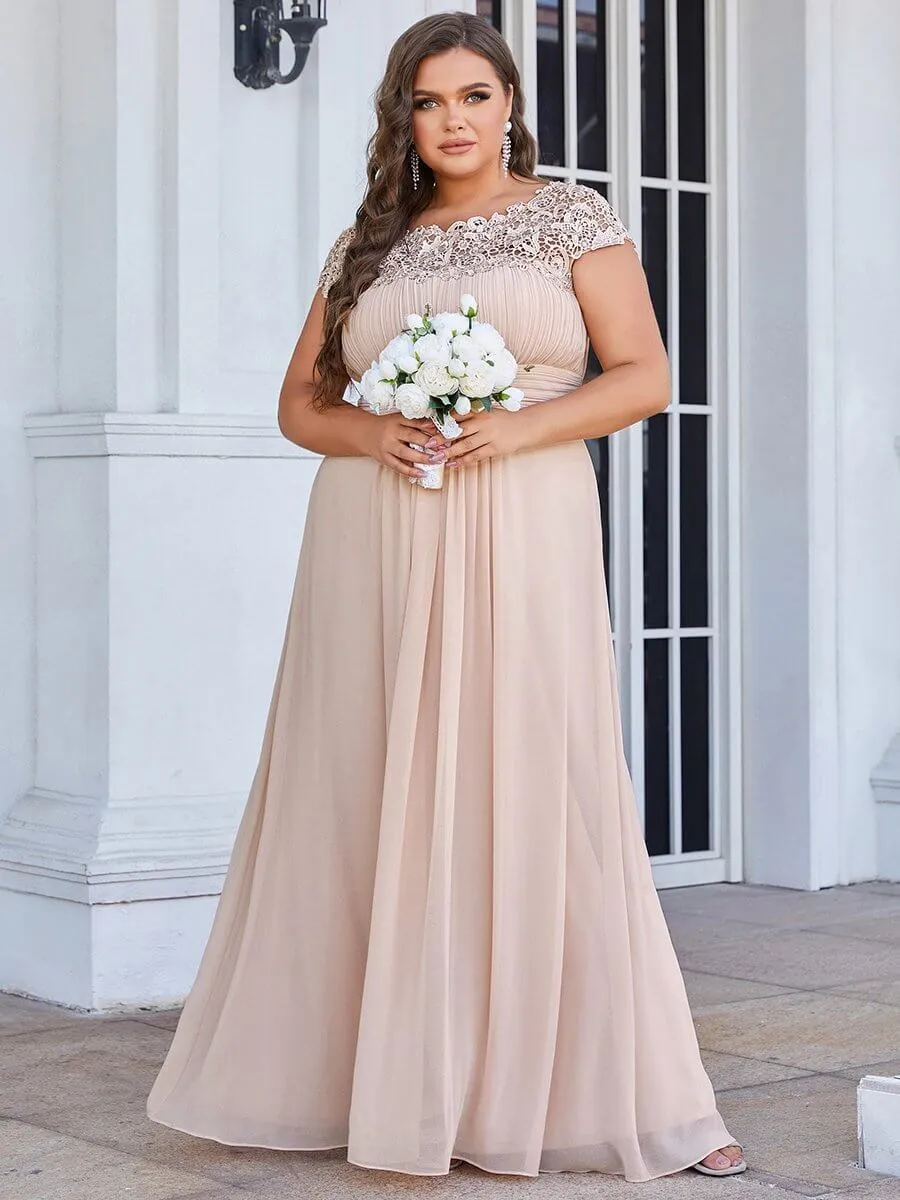 Allanah cap sleeve lace and chiffon bridesmaid dress lighter colors