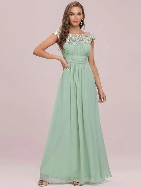 Allanah cap sleeve lace and chiffon bridesmaid dress lighter colors