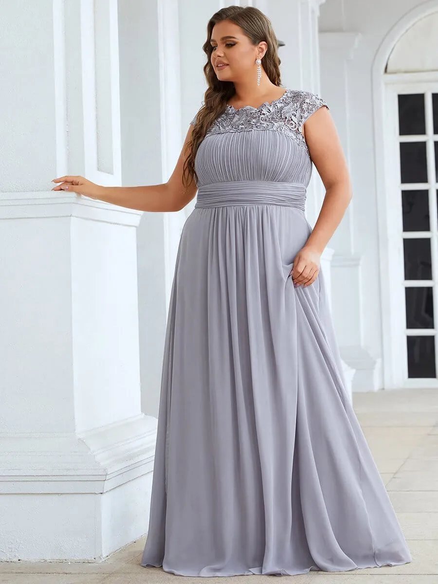 Allanah cap sleeve lace and chiffon bridesmaid dress lighter colors