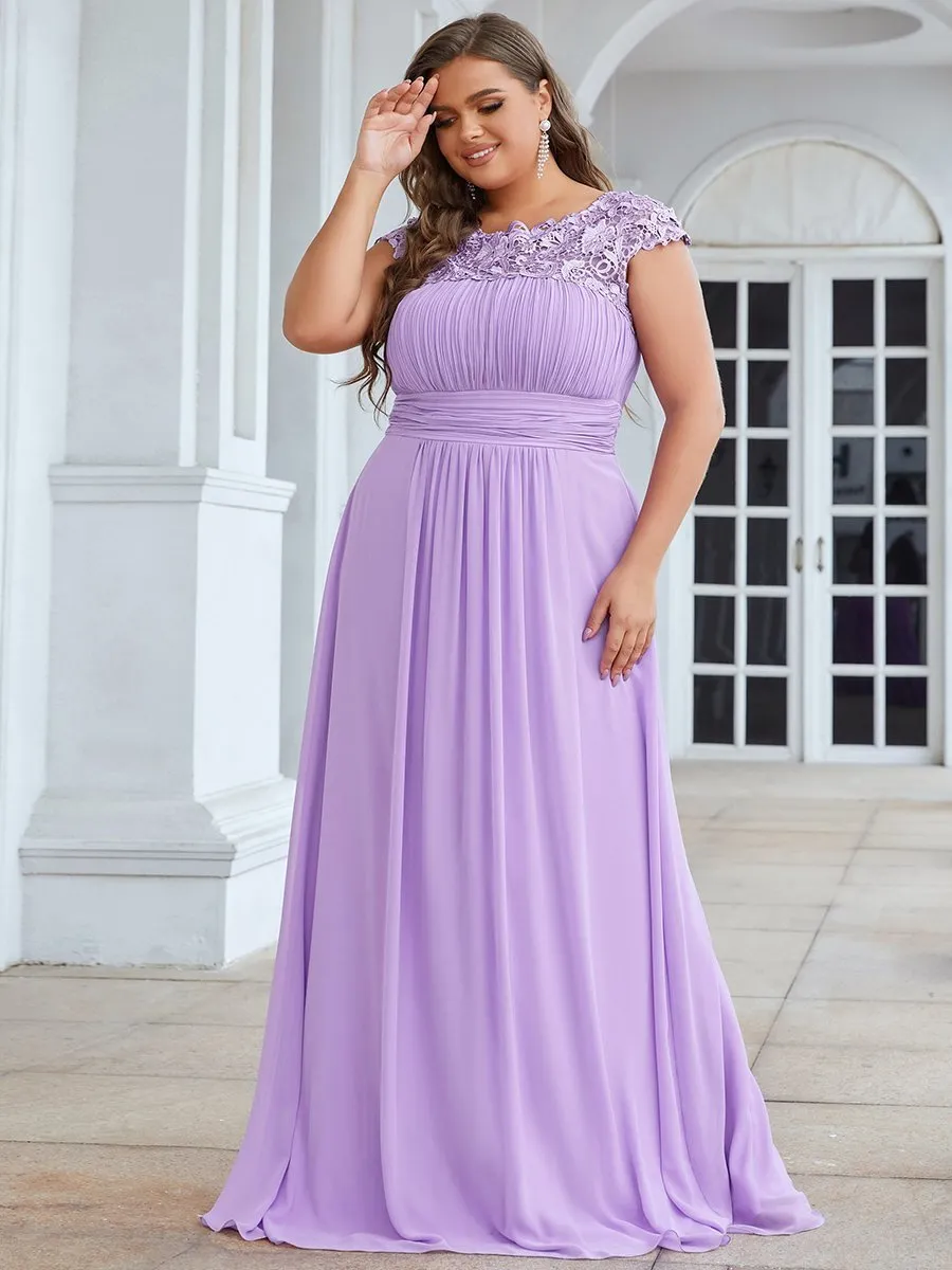 Allanah cap sleeve lace and chiffon bridesmaid dress lighter colors