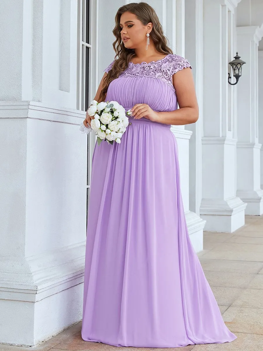Allanah cap sleeve lace and chiffon bridesmaid dress lighter colors