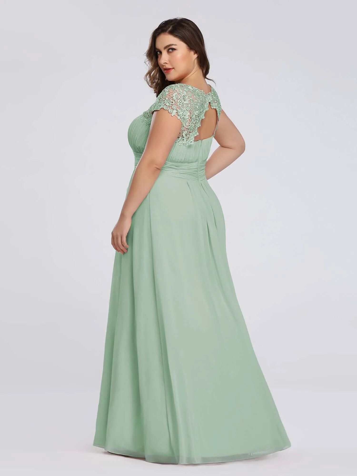 Allanah cap sleeve lace and chiffon bridesmaid dress lighter colors