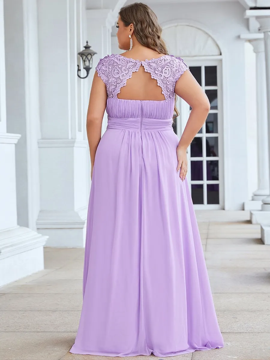 Allanah cap sleeve lace and chiffon bridesmaid dress lighter colors