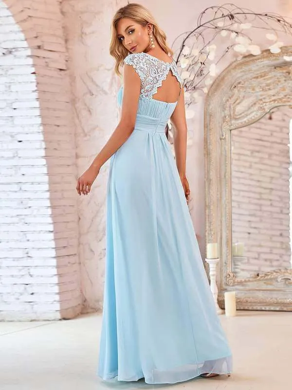 Allanah cap sleeve lace and chiffon bridesmaid dress lighter colors