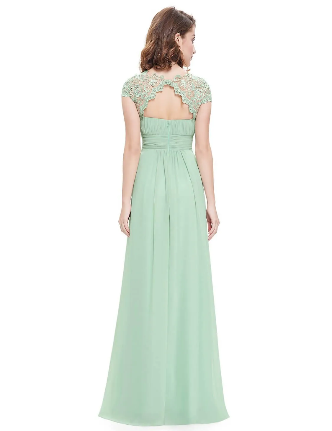 Allanah cap sleeve lace and chiffon bridesmaid dress lighter colors