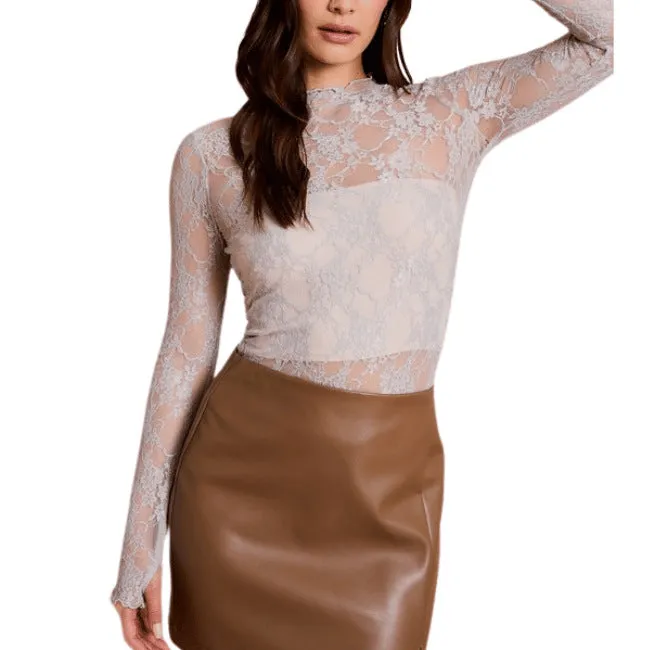 Alluring See-Through Mesh Lace Long-Sleeved Top
