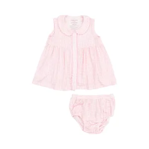 Angel Dear || Mini Gingham - Pink Peter Pan Button Front Dress