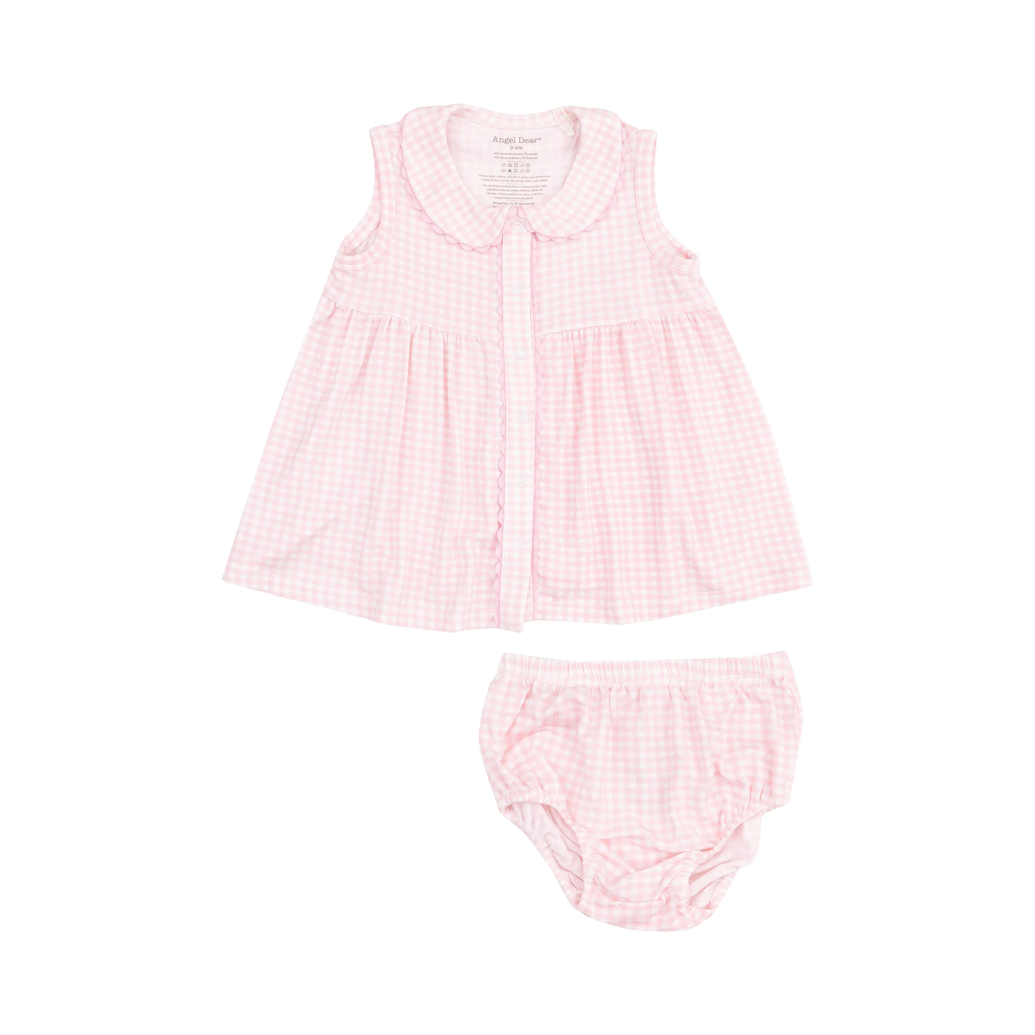 Angel Dear || Mini Gingham - Pink Peter Pan Button Front Dress