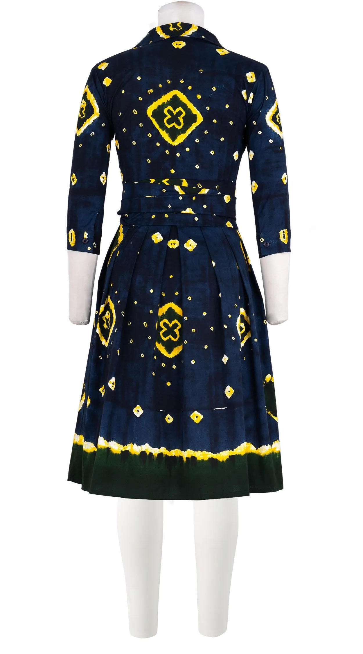Audrey Dress #1 Shirt Collar 3/4 Sleeve Cotton Stretch (Tahikistan Tie Dye)