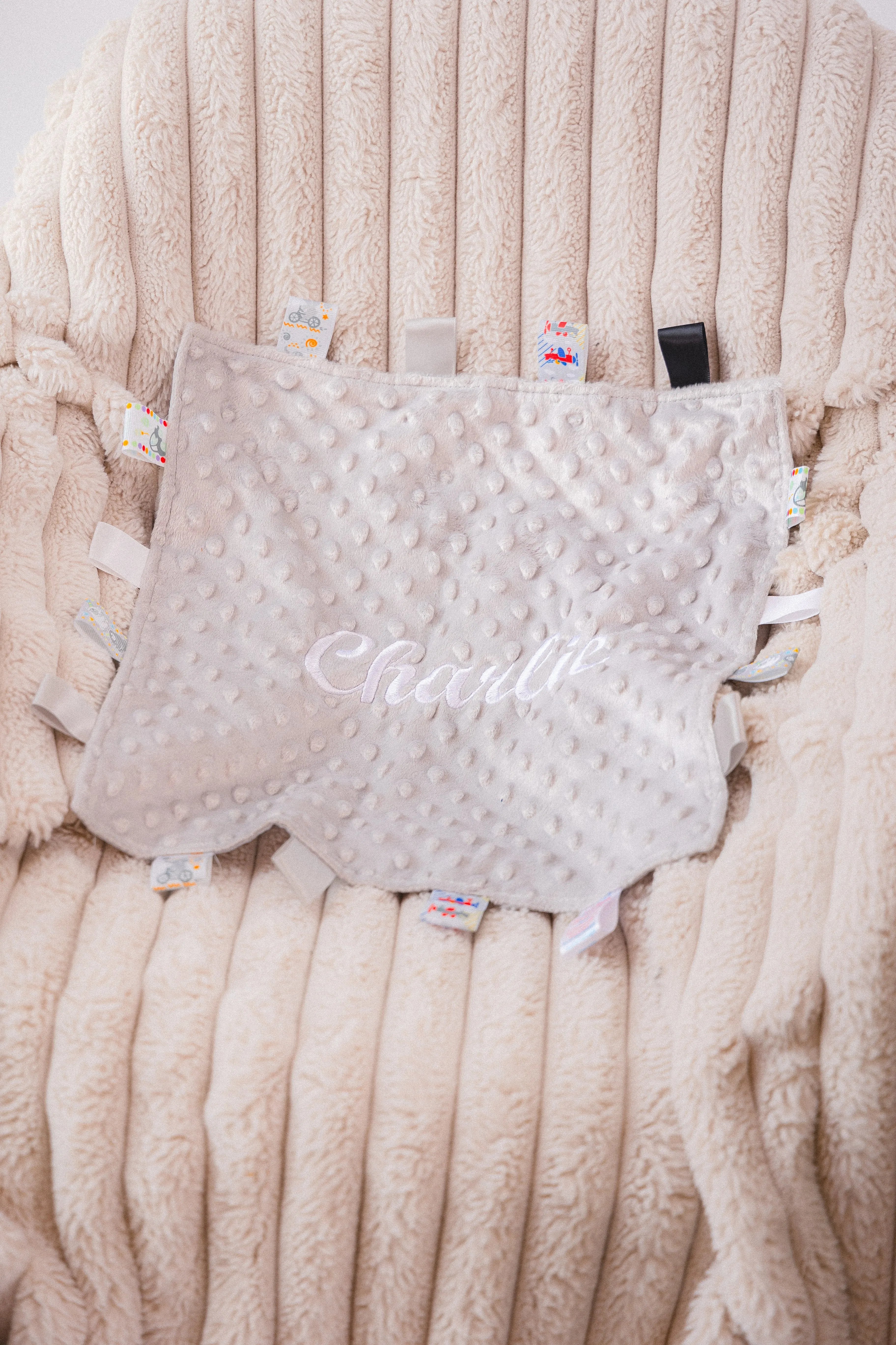 Babies personalised tag soothing comforter