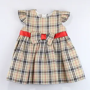 Baby Girls Beige Check Tartan Dress