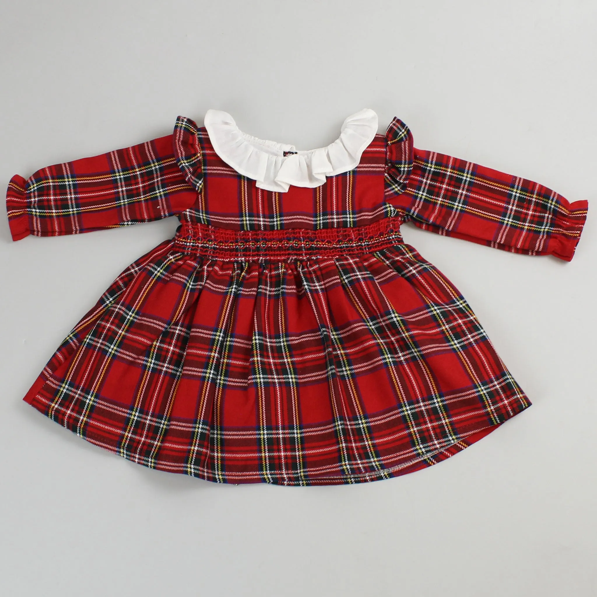 Baby Girls Red Smocked Tartan Dress