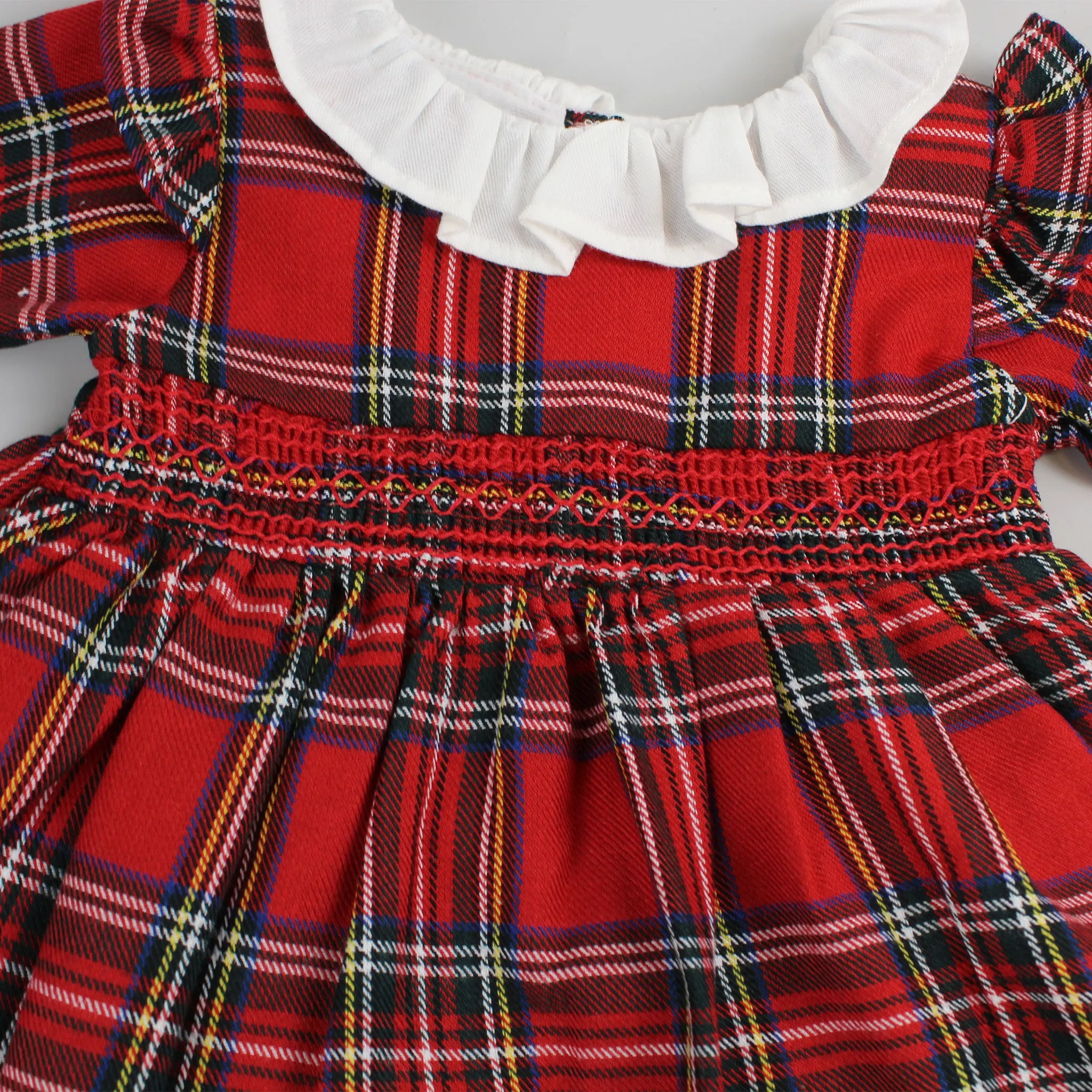Baby Girls Red Smocked Tartan Dress