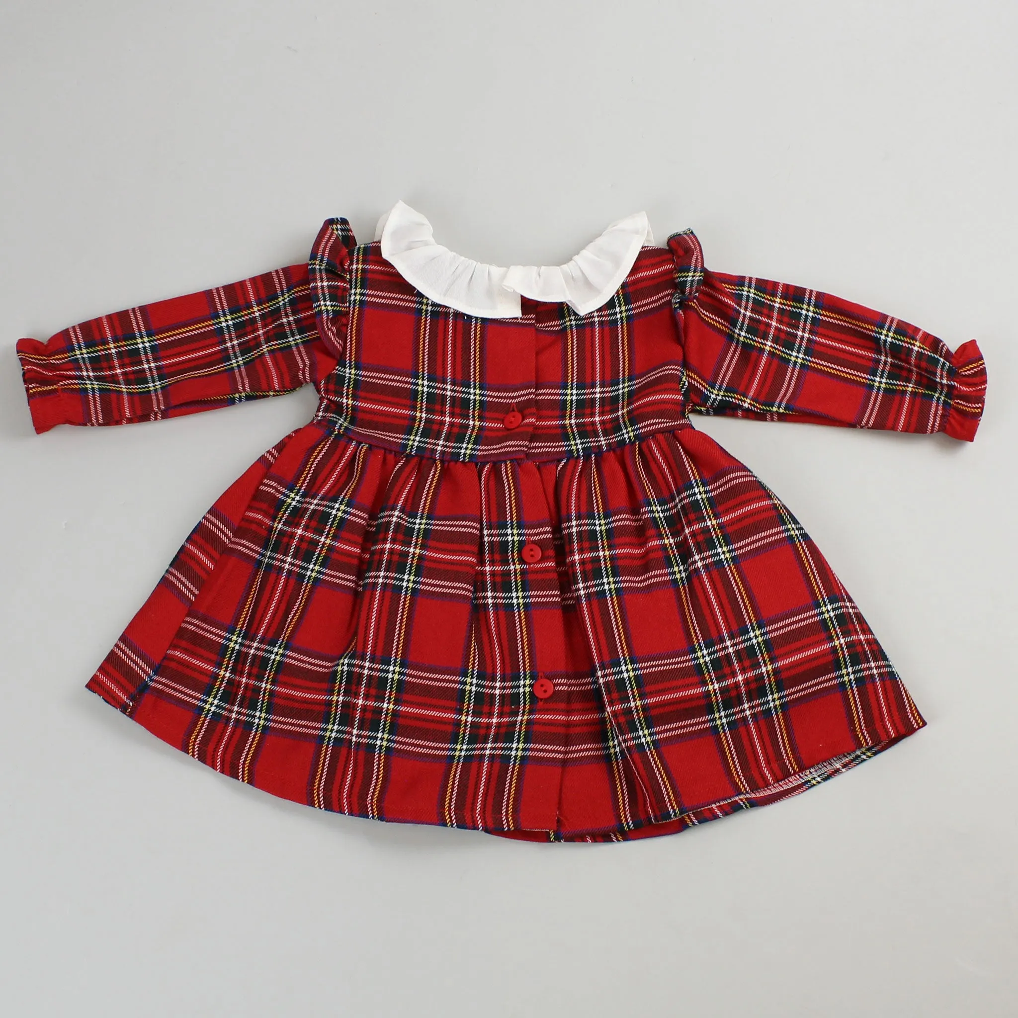 Baby Girls Red Smocked Tartan Dress