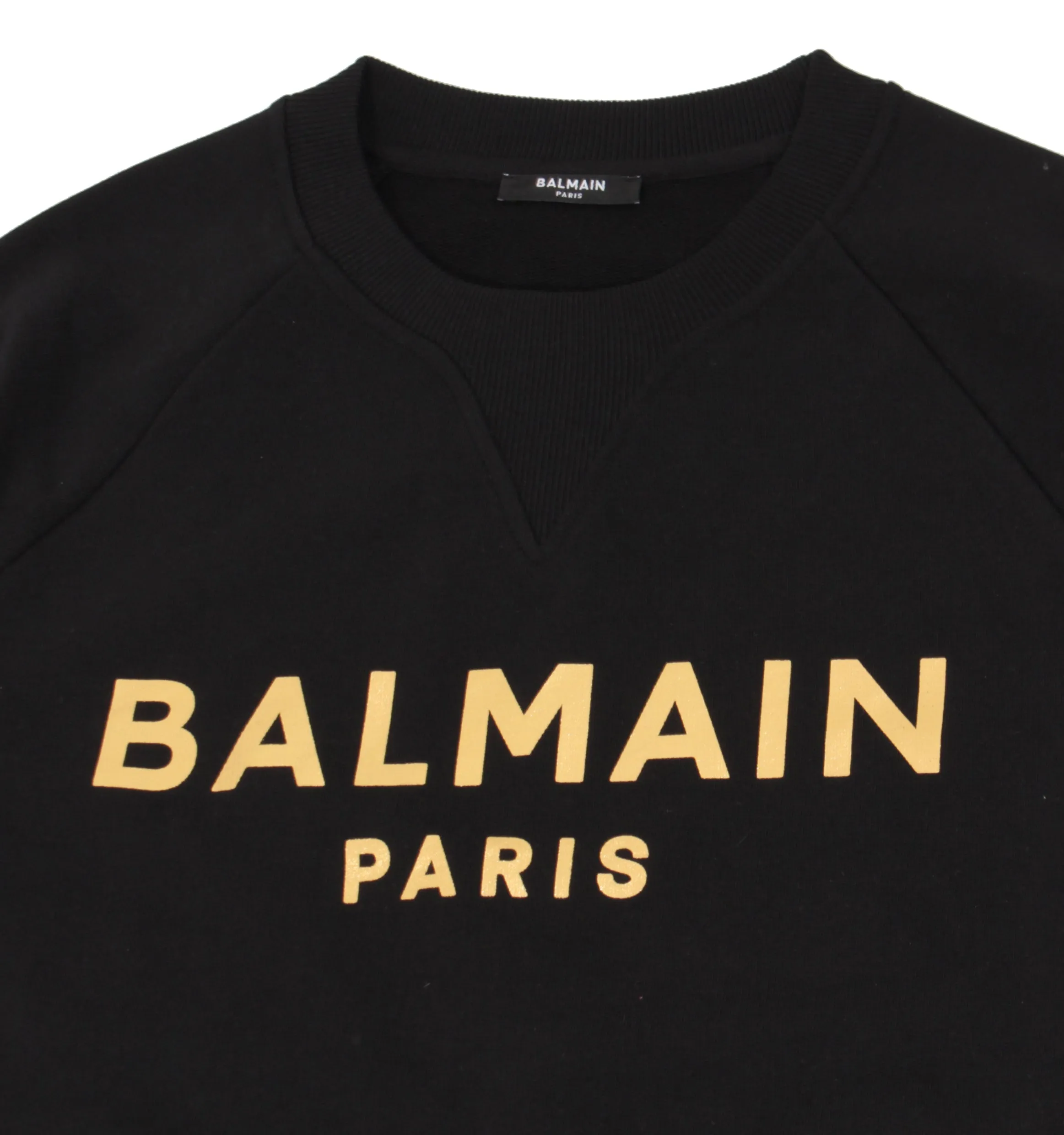 Balmain Foil Printed Sweatshirt - Black & Gold
